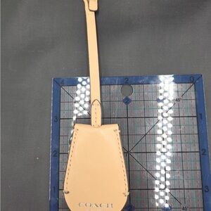 Coach Beige Leather Luggage Tag